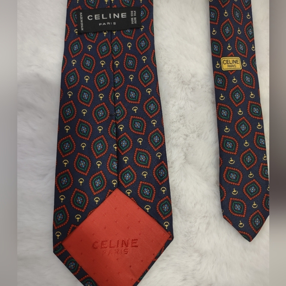 CELINE Men's Multi-Colored Silk Tie - Picture 3 of 7